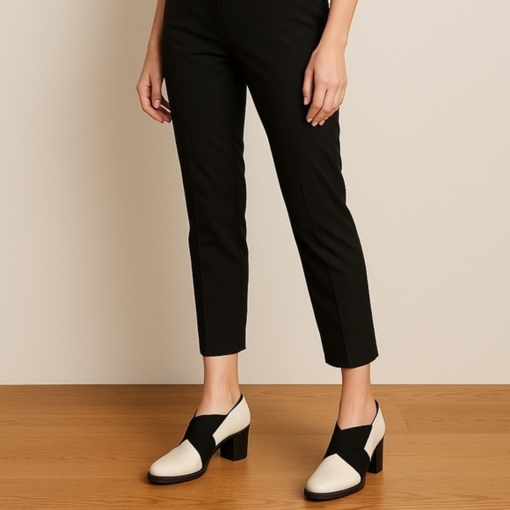 Wonders Black and white Leather Block Heel Shoes